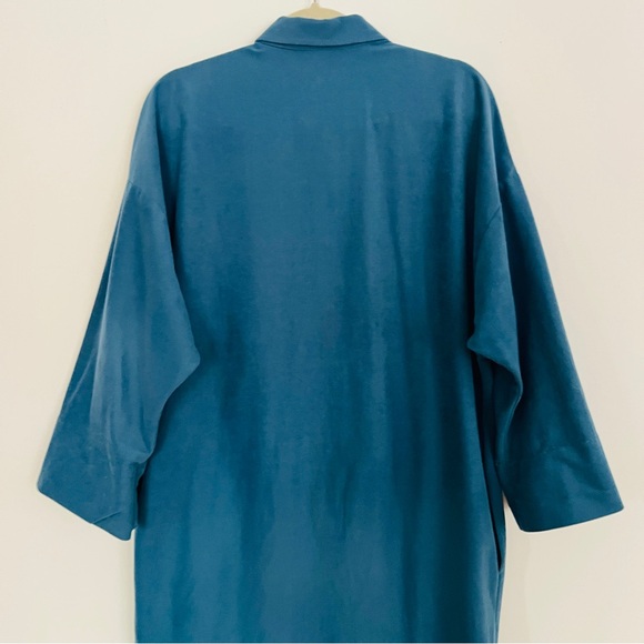 Teal Ultrasuede Shirt Dress / Duster with Jeweled Pocket Fits Small-Large - Picture 9 of 9